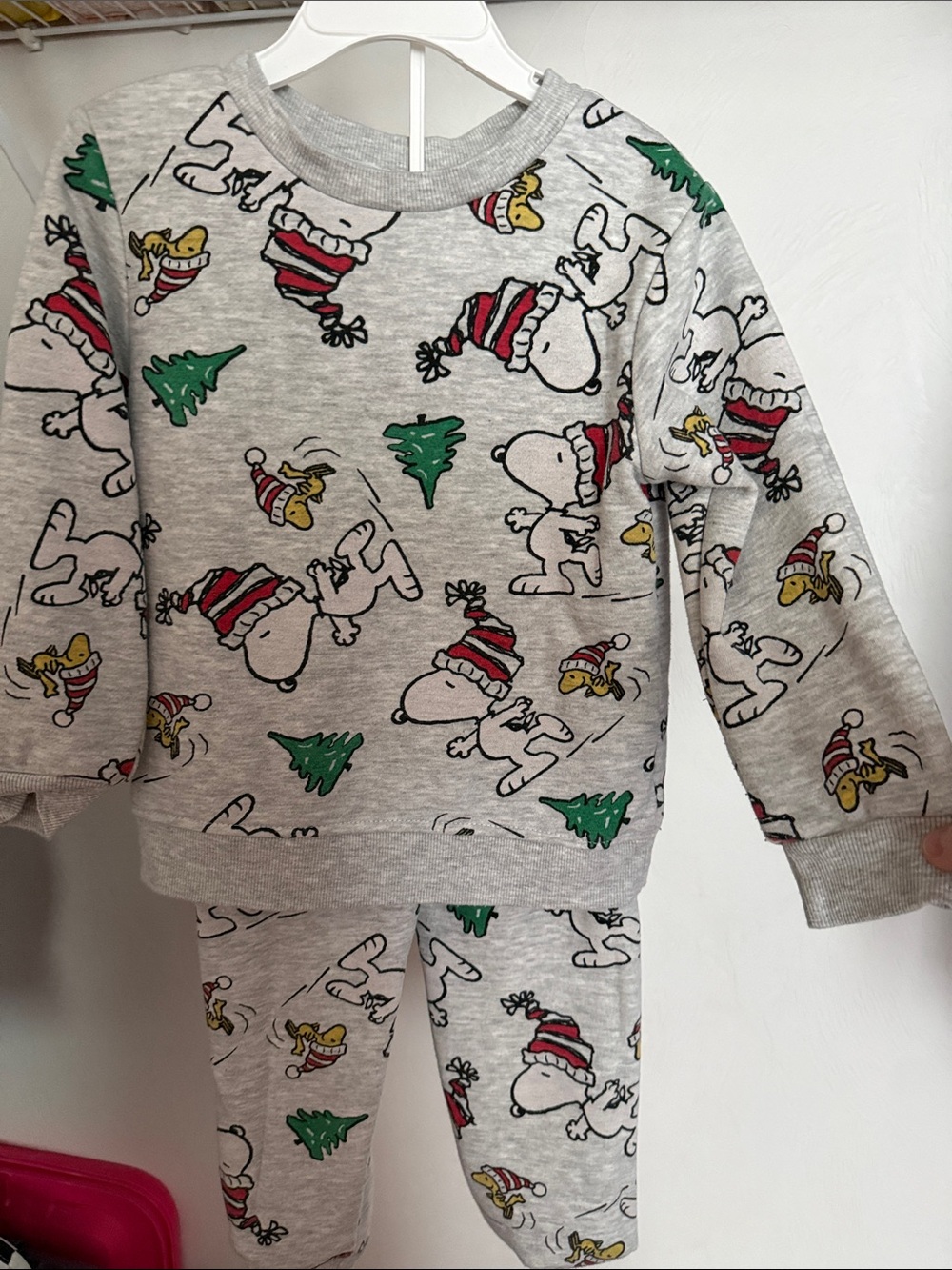 Kids Holiday Snoopy Print sweat  Set - Grey